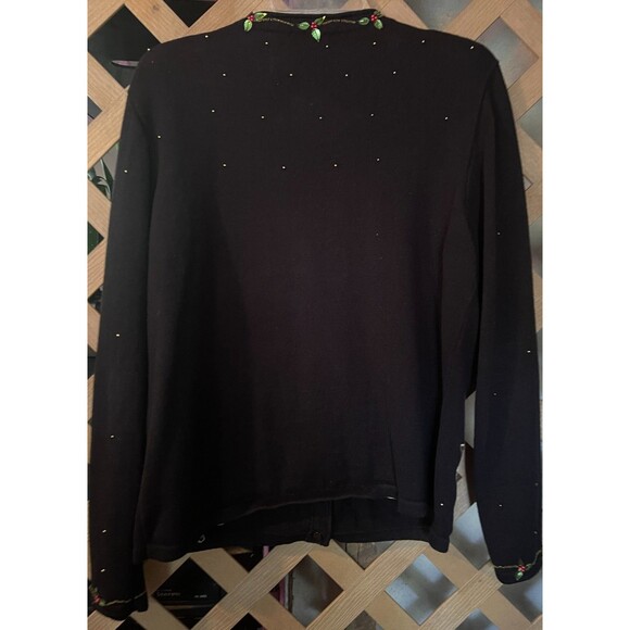 BEREK 2 Takako Sakon Angels Nativity Bejeweled Sequined Black Sweater Vintage L - Picture 7 of 12